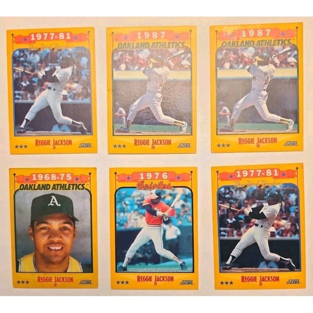 1988 Score Inserts Reggie Jackson Lot of 6 #500, 501 (2) #502 (2) #500 & #501